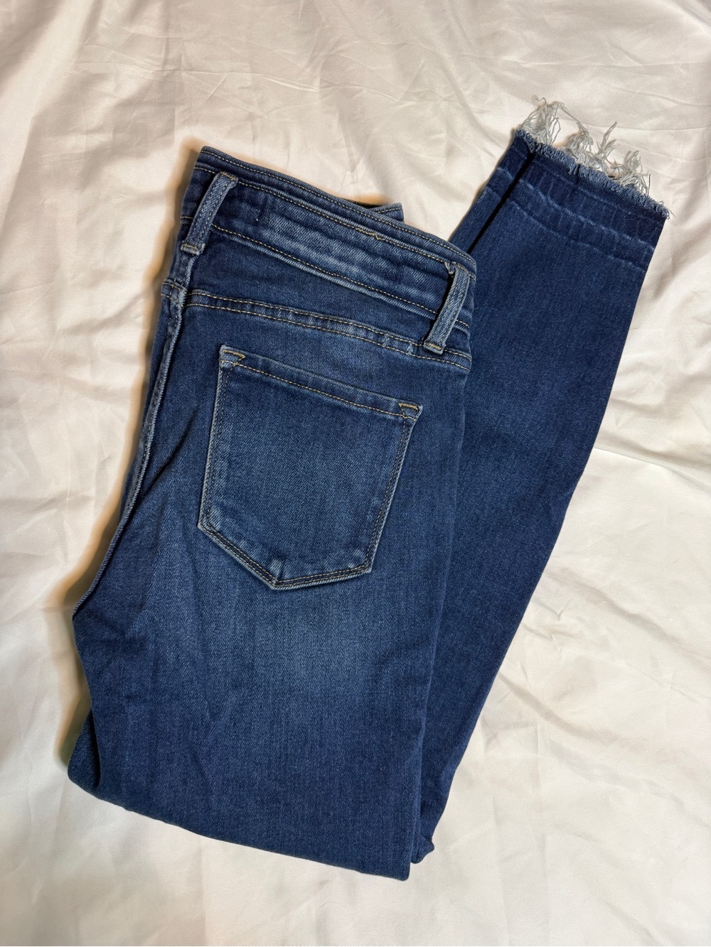 KanCan Indigo Skinny Jeans with Frayed Hem